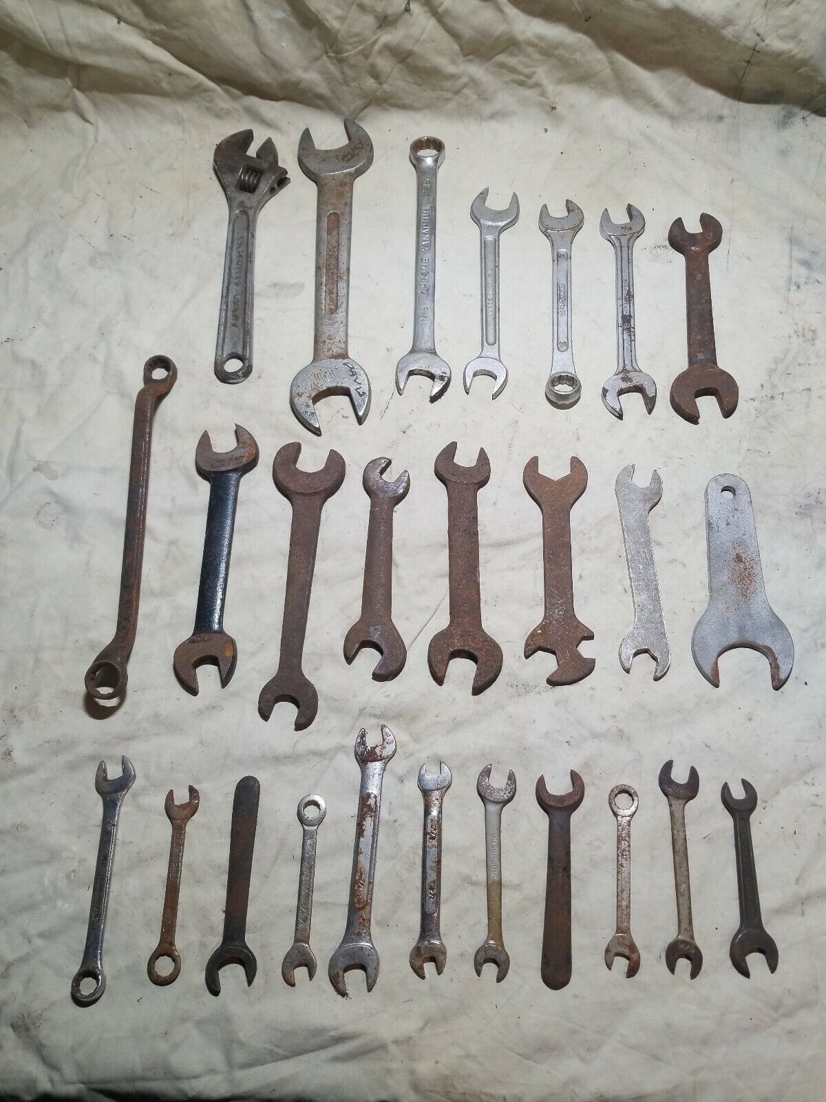 Vintage Tool Lot of 26 Wrenches Mechanics Wrenches Adjustable All Kinds & More