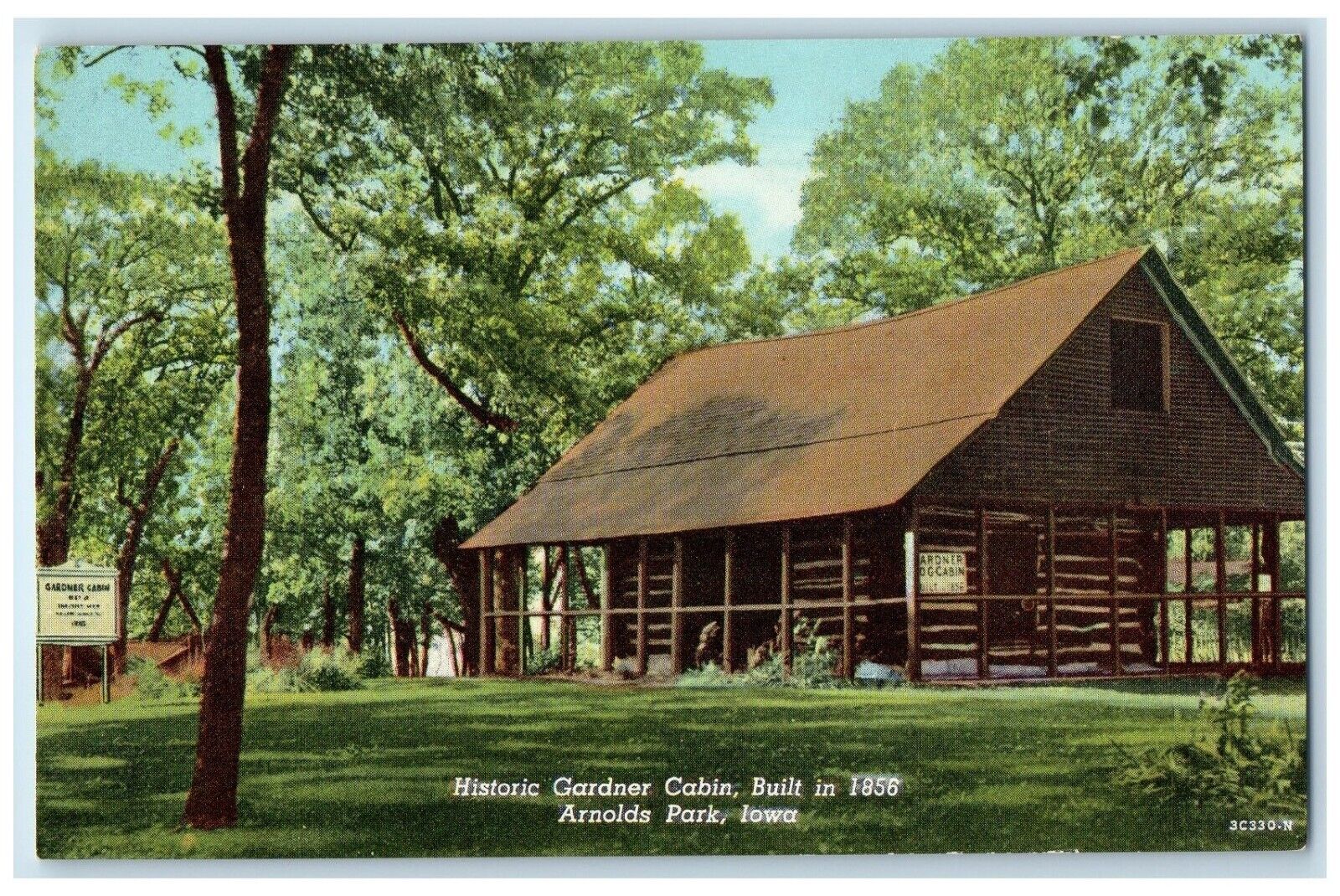 c1950's Historic Gardner Cabin Arnolds Park Iowa IA Unposted Vintage Postcard