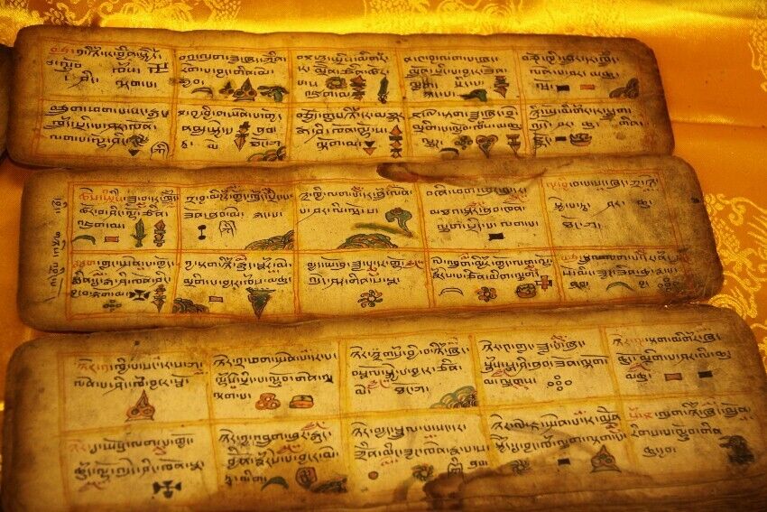 Real Tibet 1800s Old Handwritten Buddhist Scriptures Manuscript Sutra Lection