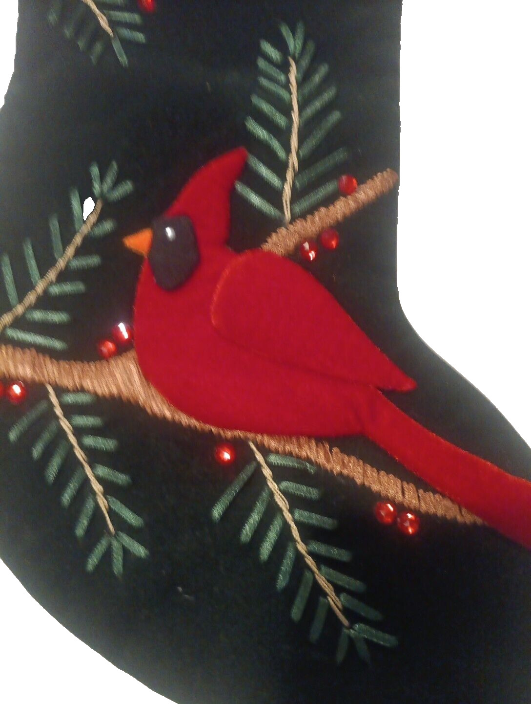 Pottery Barn  Amaryllis & Bird Christmas Stockings Velvet & Linen Blend