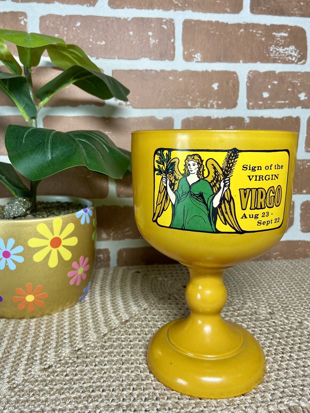 Vintage Zodiac 1970\'s MCM Tiara Glass ‘Virgo’ Retro Collectible Astrology