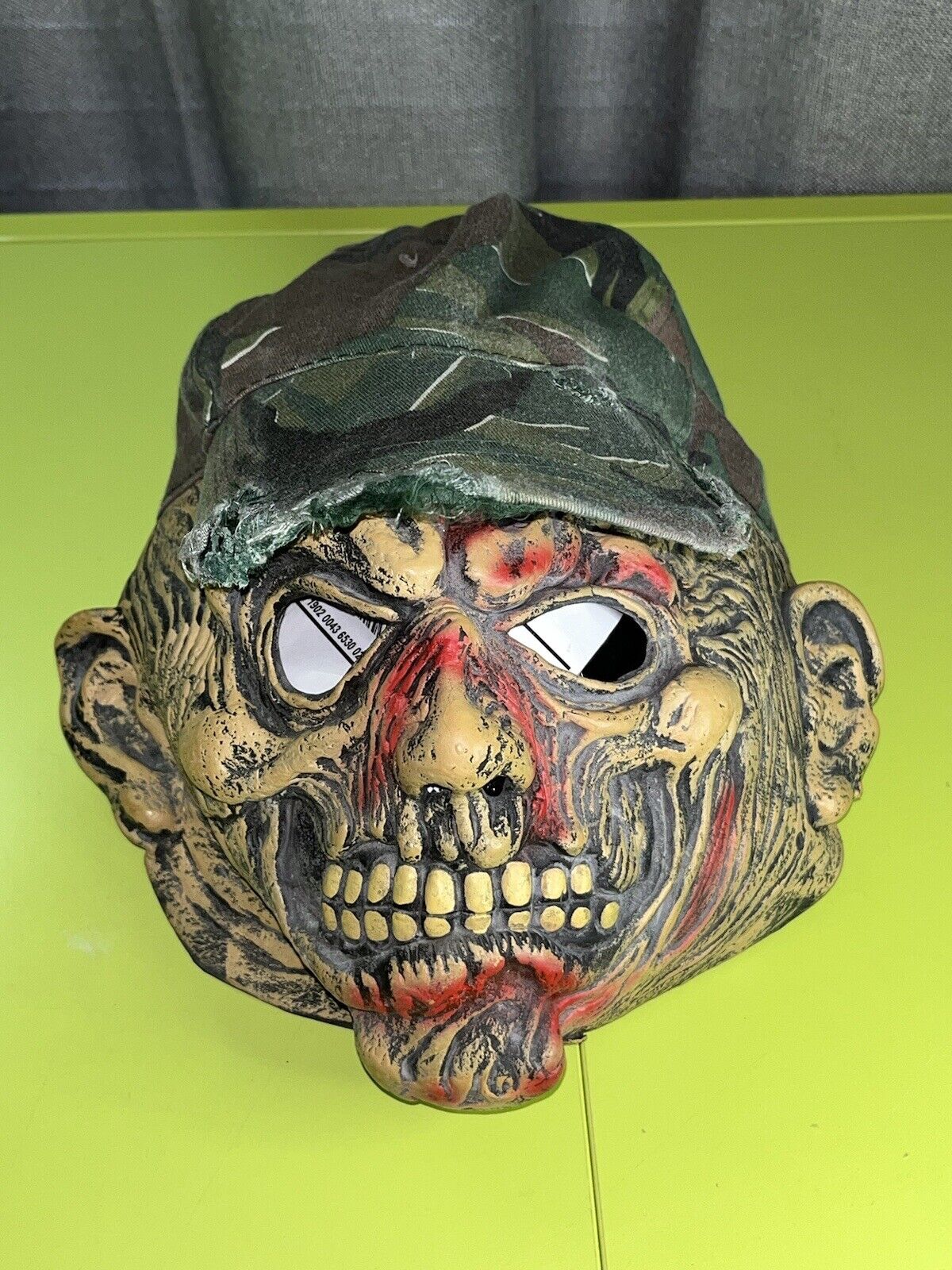 Vintage Easter Unlimited Halloween Mask Country Ghoul Redneck w/Camo Cap EUC