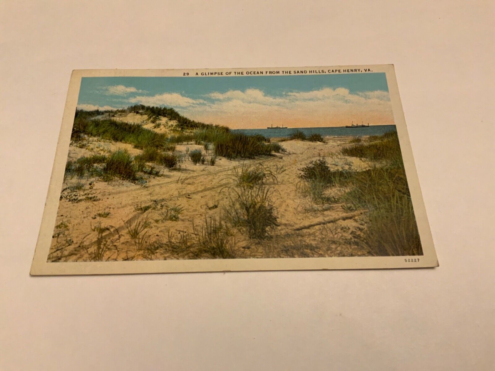 Cape Henry, VA. ~ Ocean View From Sand Hills - Ships - Sand Dunes  Vint.Postcard