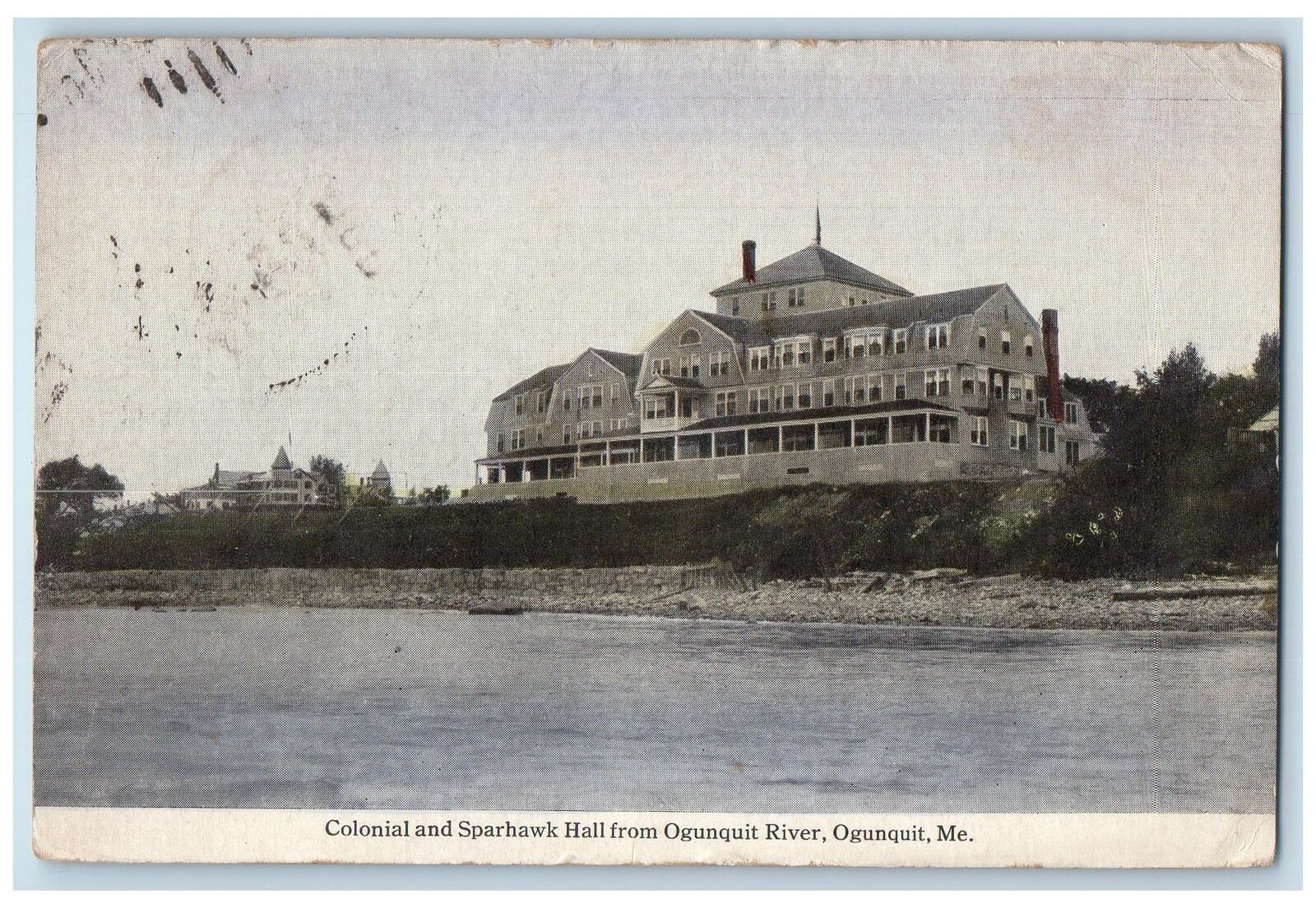 1921 Colonial And Sparhawk Hall From Ogunquit River Ogunquit Maine ME Postcard