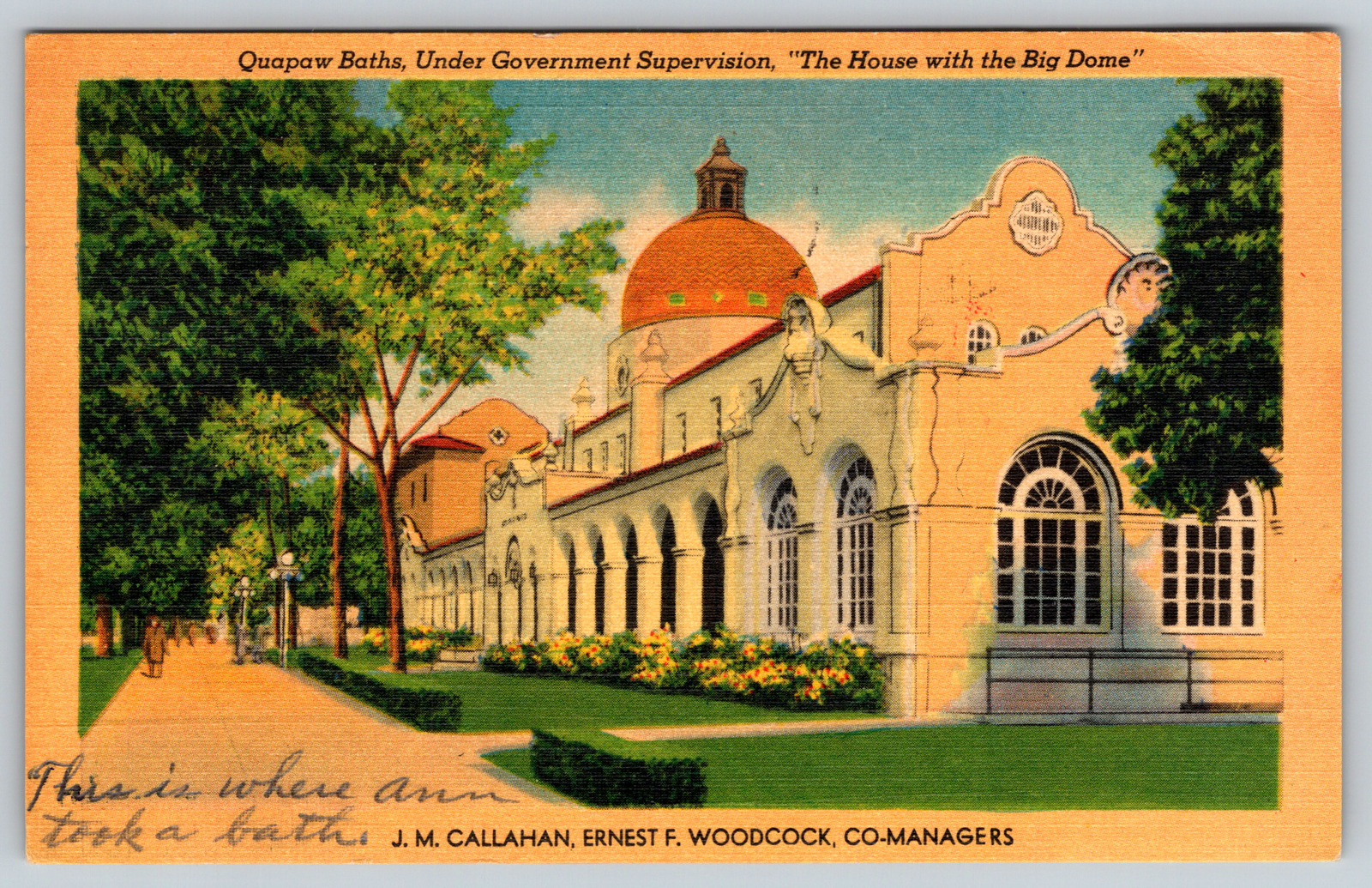 c1940s Quapaw Baths Big Dome Government Vintage Postcard