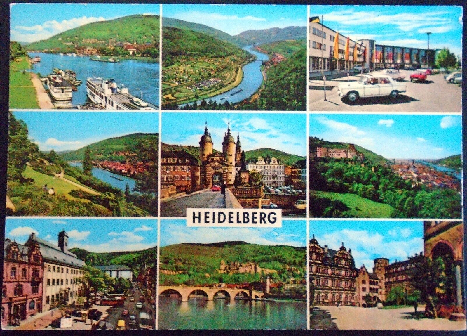 Historic Views of Heidelberg, Castle, Neckar and Boats, Baden-Wurttemberg