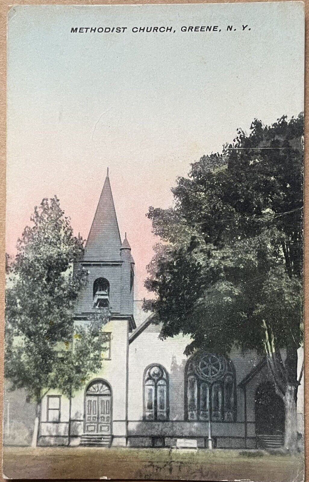 1913 Greene NY, Methodist Church, Chenango County, Postcard