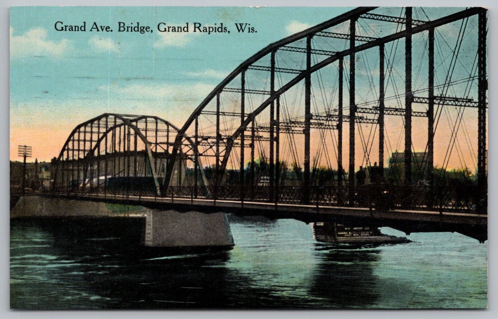 Vintage Postcard Grand Ave. Bridge Grand Rapids Wisconsin *C8743