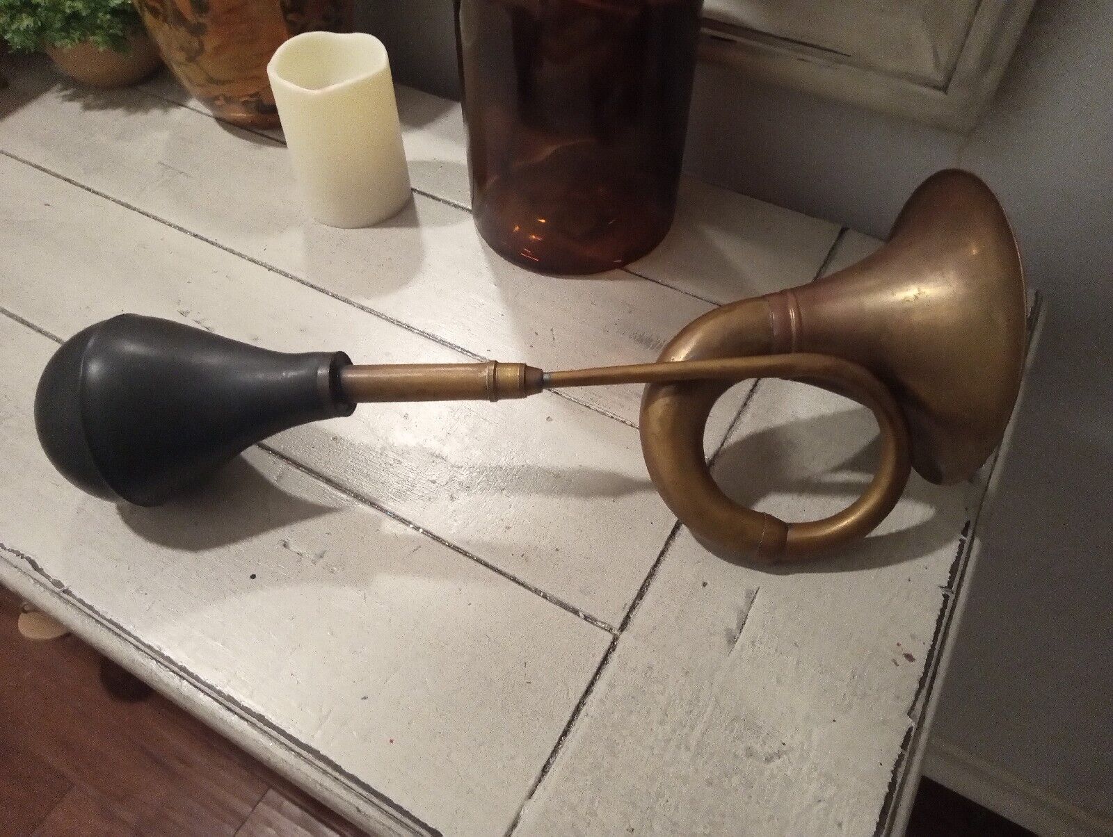 Antique Brass Bulb Horn Vantage Very Rare 