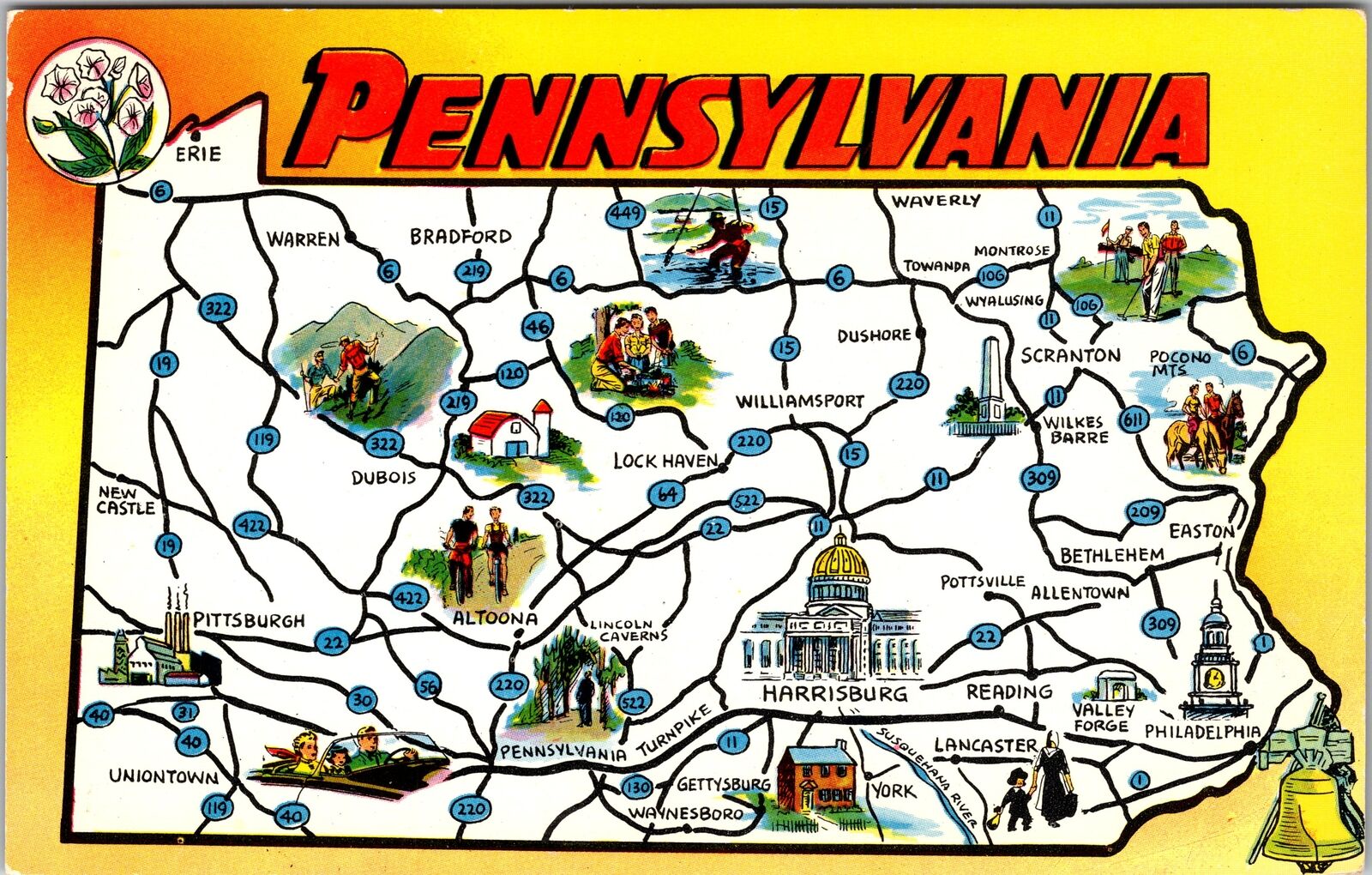 Hanover PA-Pennsylvania, Scenic Map Greetings, Vintage Postcard
