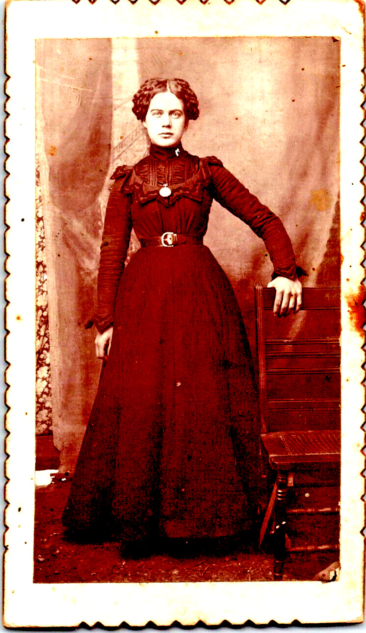 Antique  CDV Photo of Haunting, Beautiful  Victorian Era Woman in Black
