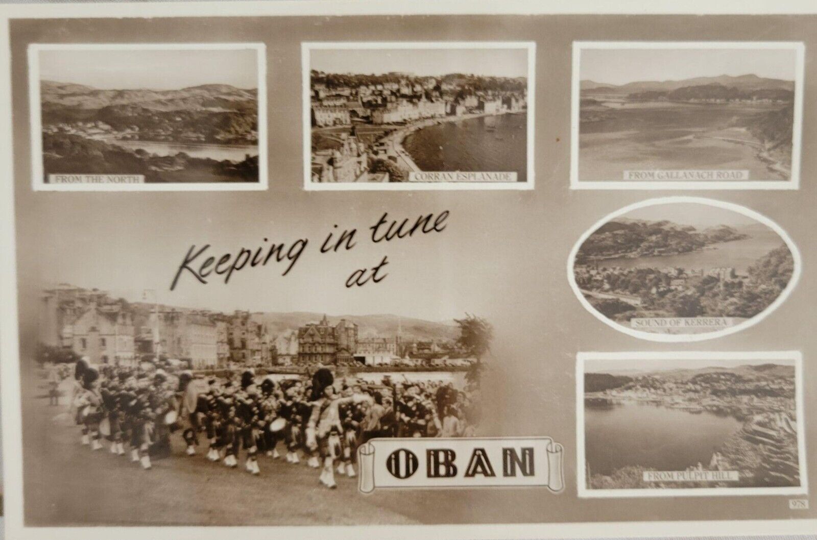 Oban Scotland Postcard Multiple Views RPPC B&W White Border Vintage 50\'s