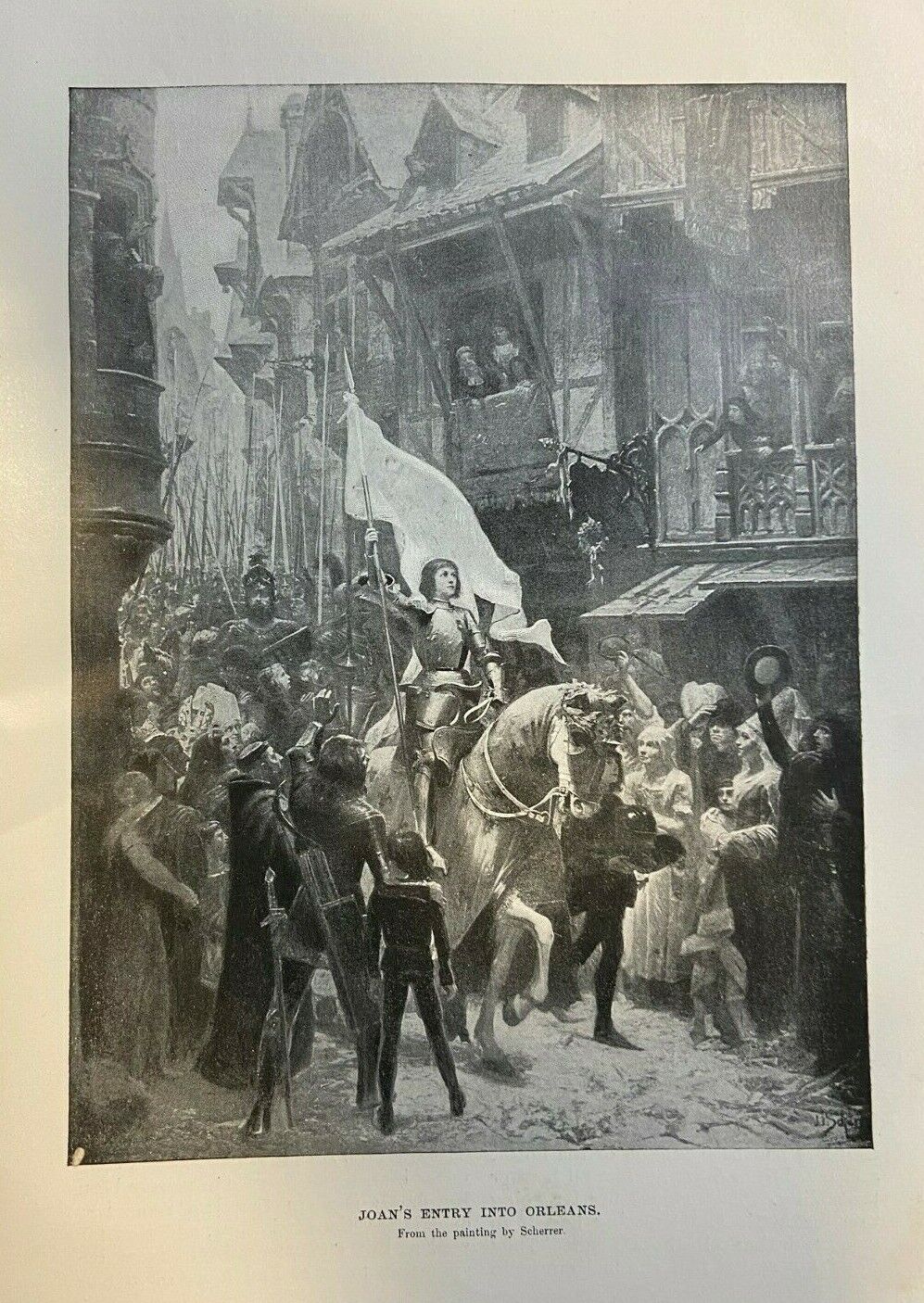 1895 Vintage Magazine Illustration Joan of Arc Entry into Orleans