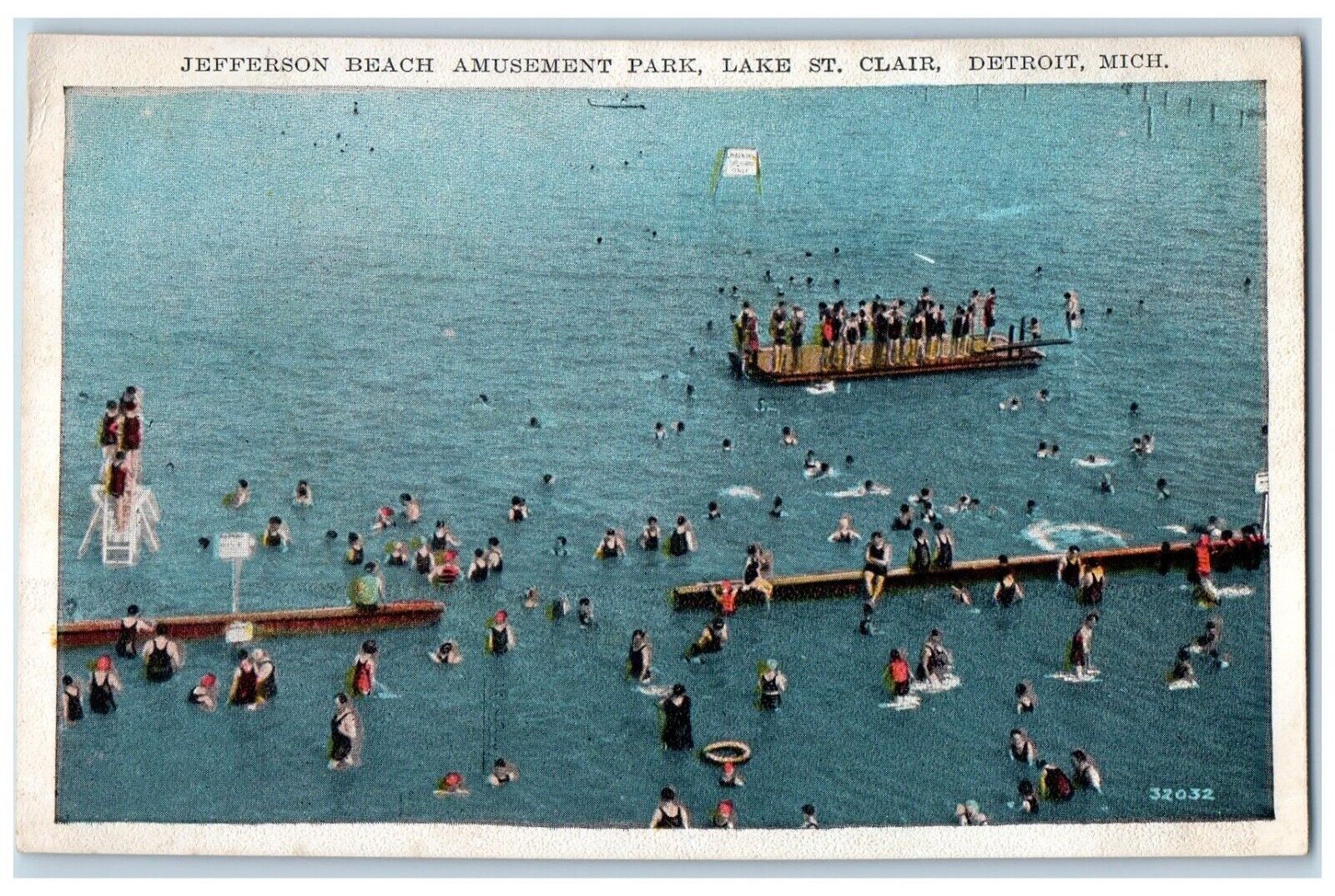 Detroit Michigan MI Postcard Jefferson Beach Amusement Park Lake St. Clair