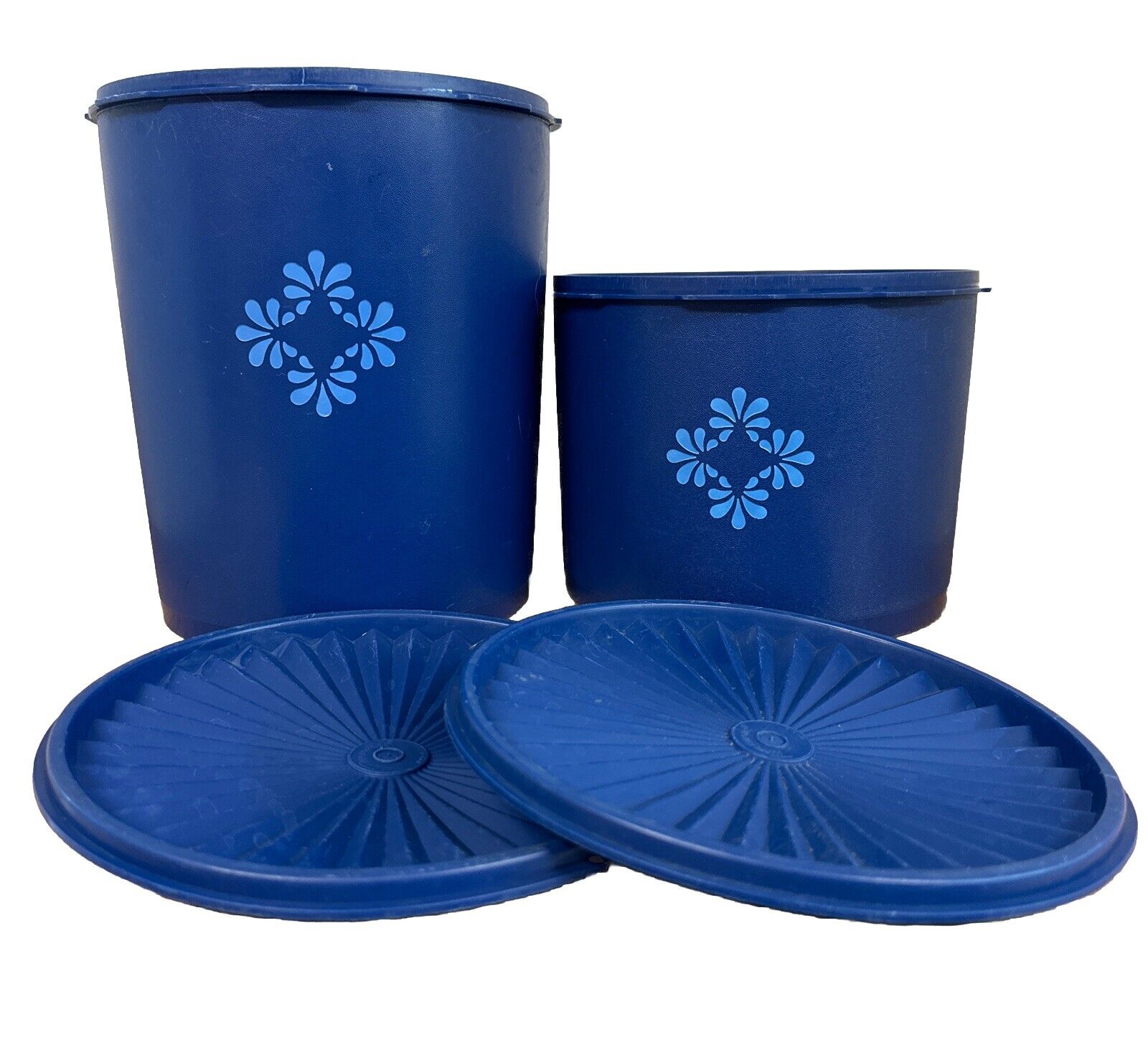 Vintage Tupperware Canisters Set Blueberry Blue with Lids