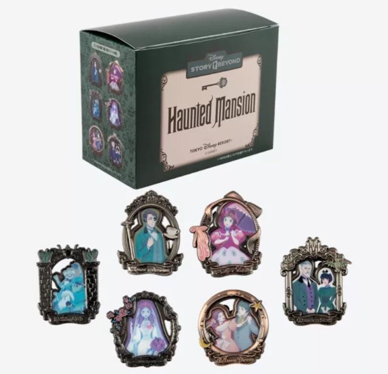 Tokyo Disneyland Haunted Mansion Pin Set Full Set Of 6 Stained Glass Pins