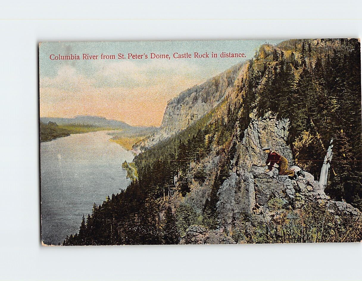 Postcard Columbia River from St. Peter\'s Dome Castle Rock in Distance