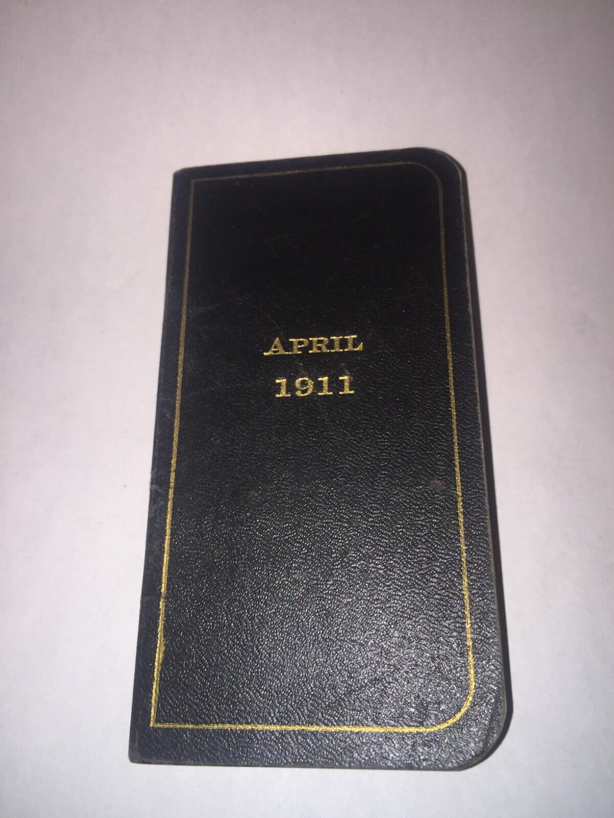 VINTAGE POCKET DIARY - APRIL 1911 - GREEN w GOLD - 4.75\
