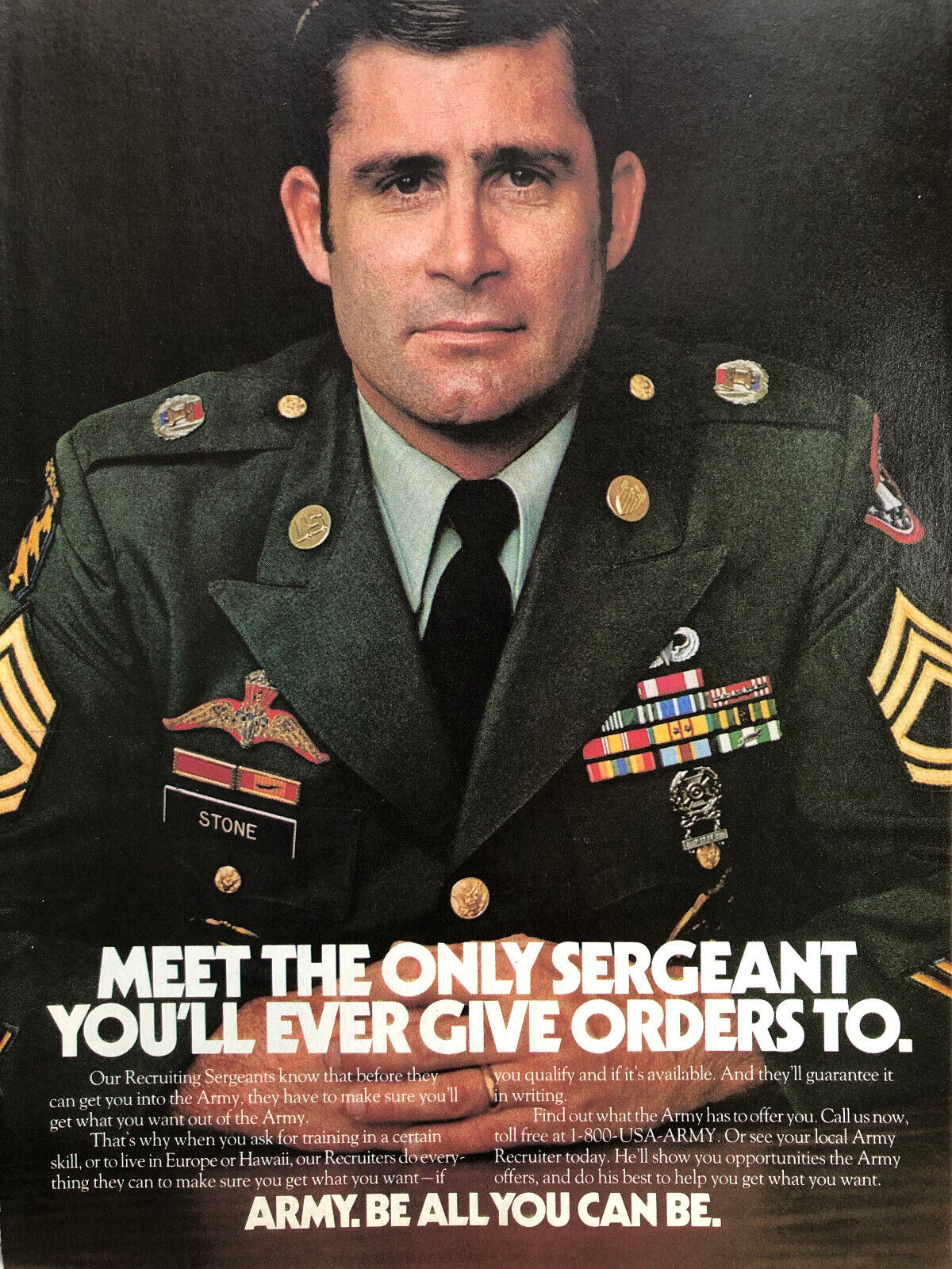 Vintage 1984 1985 US Army recruiting Be all you can be original color ad