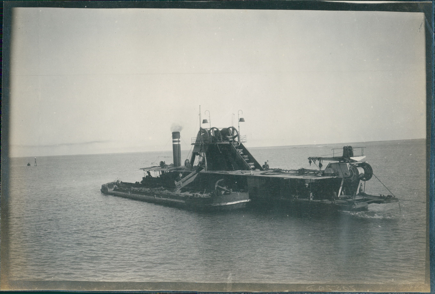 View of a Shipyard Boat, circa 1900, Vintage Silver Print Vintage Silver P