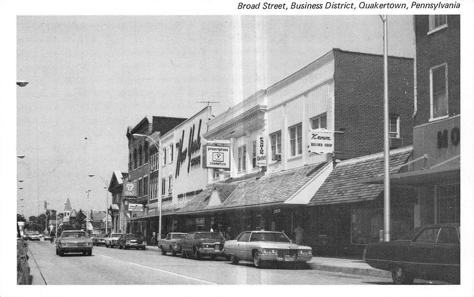 QUAKERTOWN Pennsylvania postcard Bucks County Broad Street store downtown Main