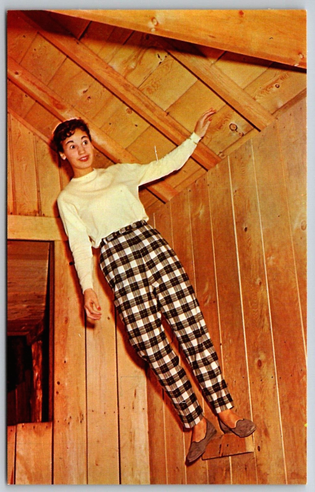Vintage Postcard - The Mystery Spot - Standing on the Wall - St. Ignace Michigan