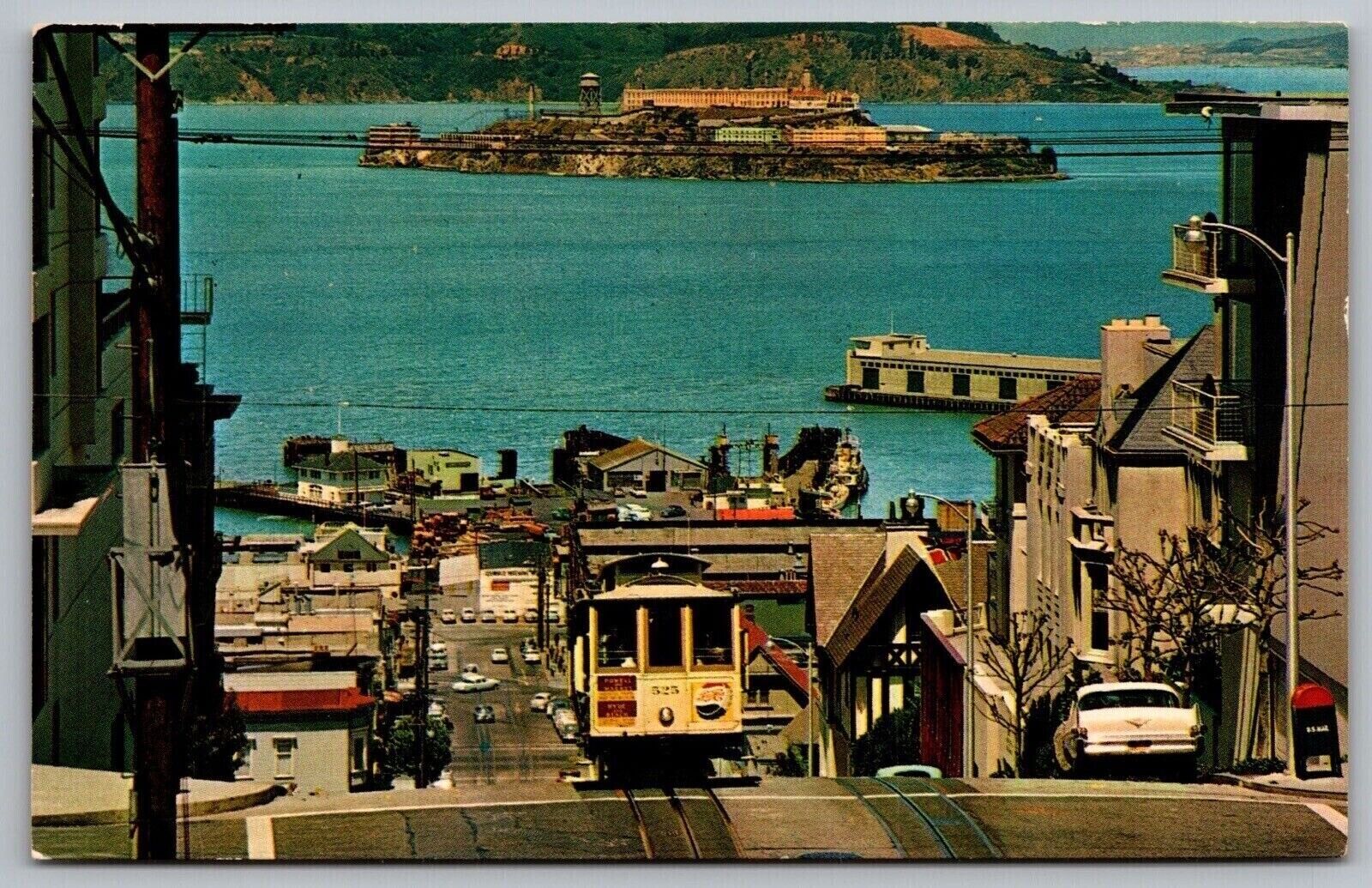 Cable Car San Francisco Hill California Hyde Street View Alcatrez VNG Postcard