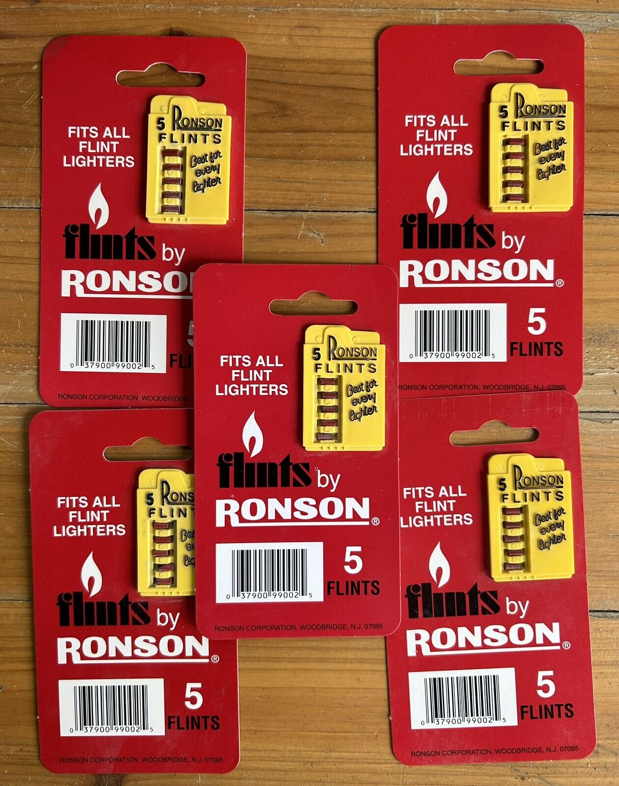 Vtg 5 Packs Ronson Lighter Flints 5 New Old Stock ~ Fits all flint lighters NOS