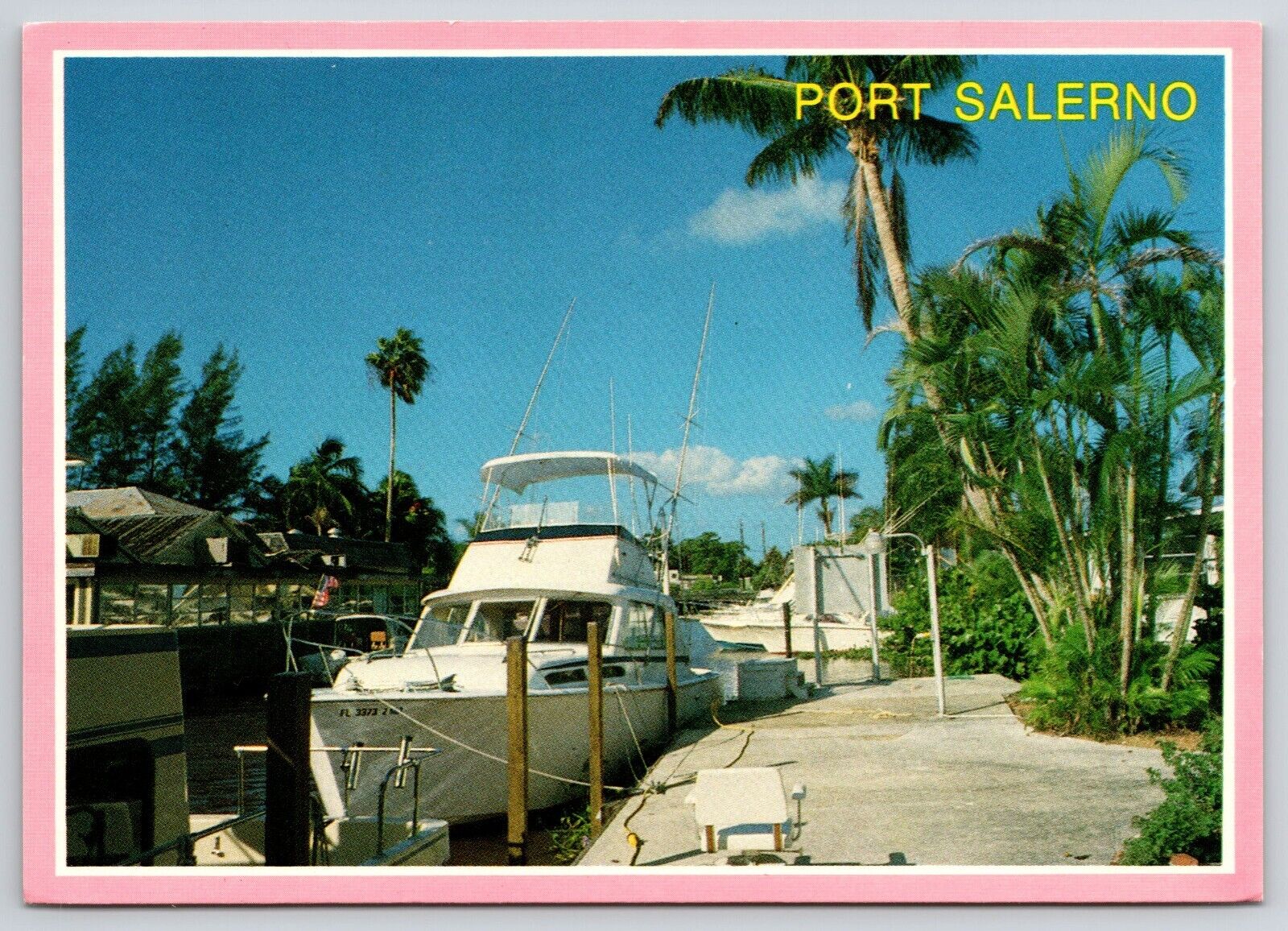 Boats Anchored Safe Harbor in Canals Lagoons of Port Salerno Florida FL Postcard