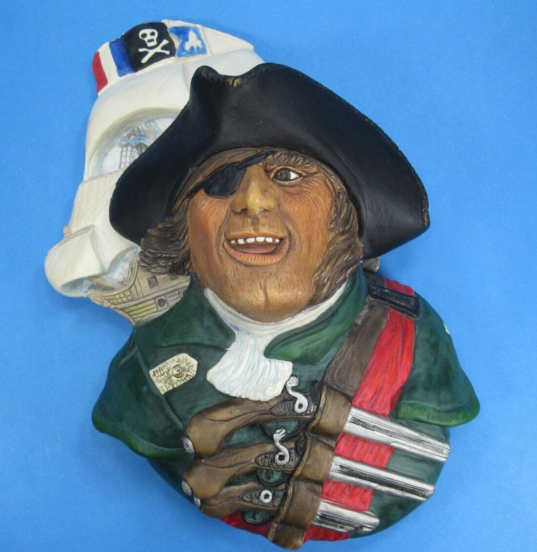 BOSSONS Chalkware Head PIRATE PIERRE Le GRAND Wall Plaque Made In England