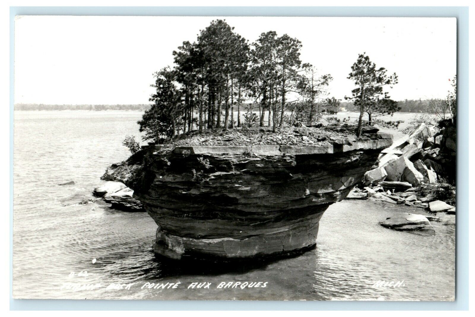 1946 Turnip Rock Pointe Aux Barques Michigan MI RPPC Photo Postcard