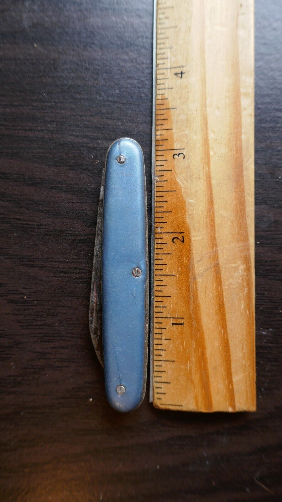 Vintage THORNTON USA Small Folding Single Blade Knife with Blue Handle