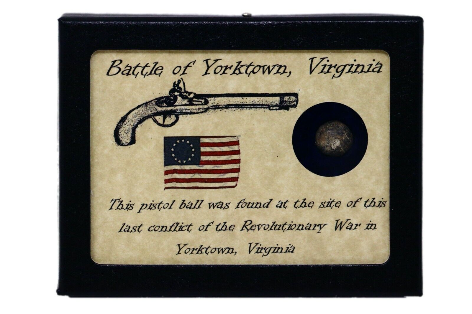 Revolutionary War Pistol Ball from Yorktown, Virginia with Display Case & COA