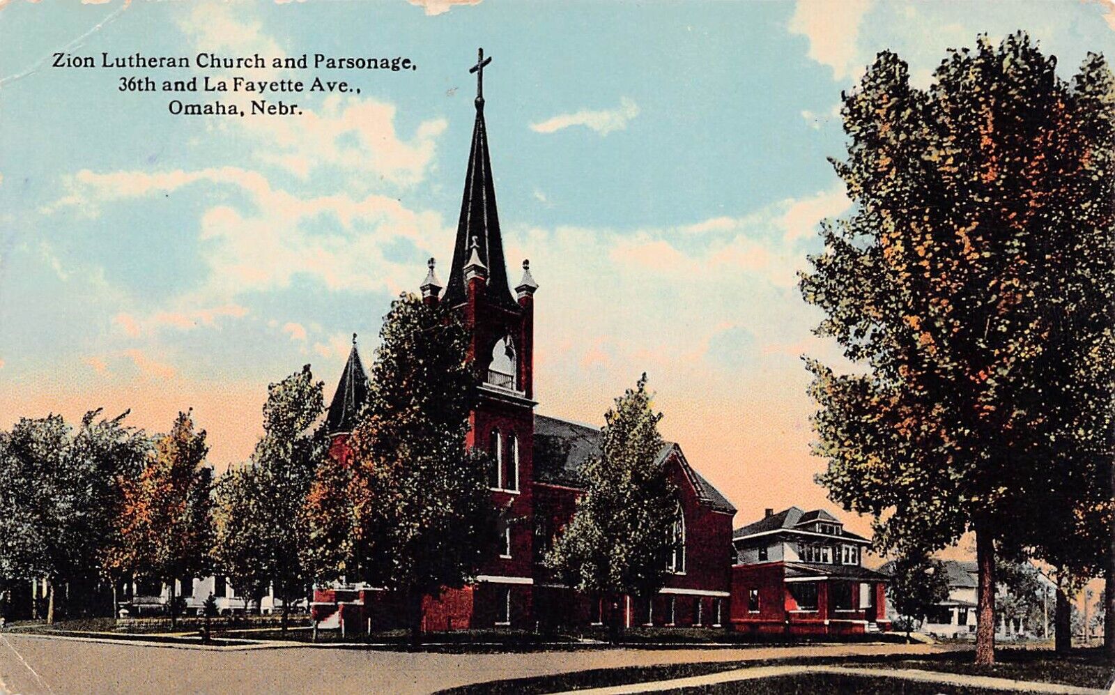 Omaha NE Nebraska Zion Augustana Lutheran Church La Fayette Ave Vtg Postcard B45
