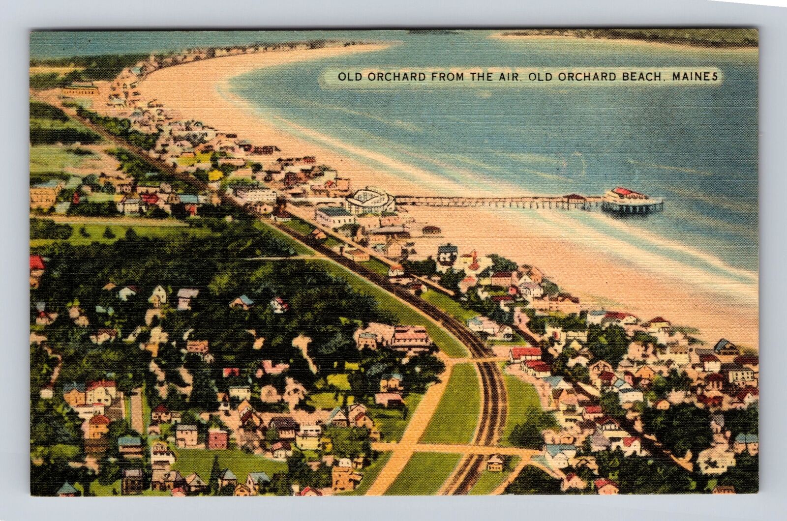 Old Orchard Beach ME-Maine, Aerial Old Orchard From The Air, Vintage Postcard