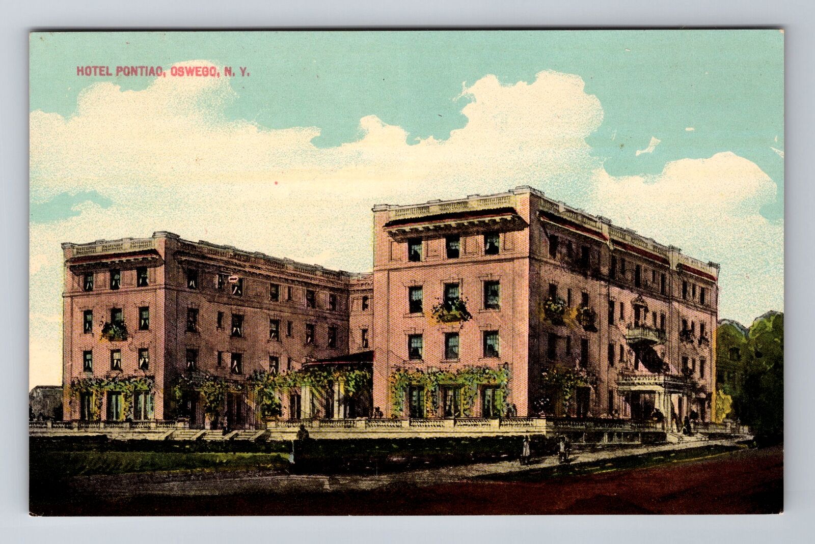 Oswego NY-New York, Hotel Pontiao, Advertising, Vintage Souvenir Postcard