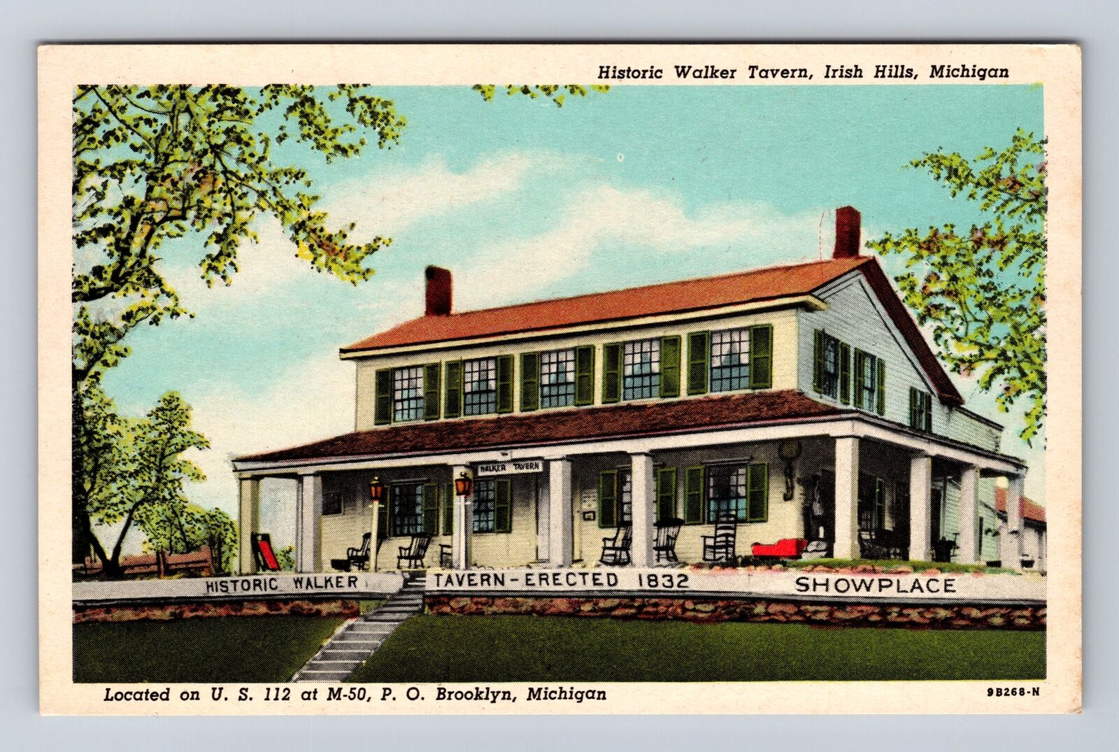 Irish Hills MI-Michigan, Historic Walker Tavern, Advertising, Vintage Postcard