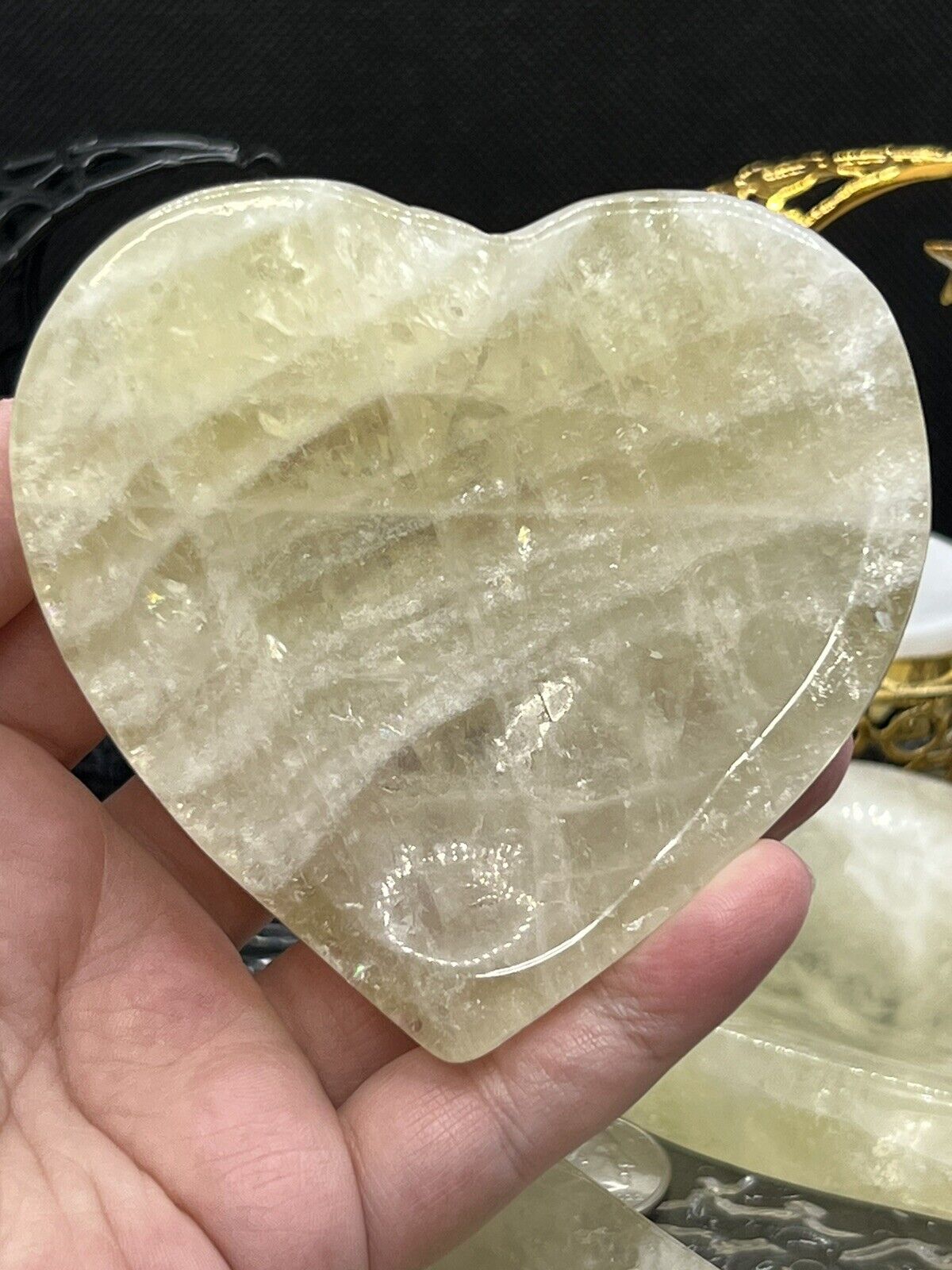 Citrine Heart Tear Moon shaped crystals bowls rainbows L@@K 