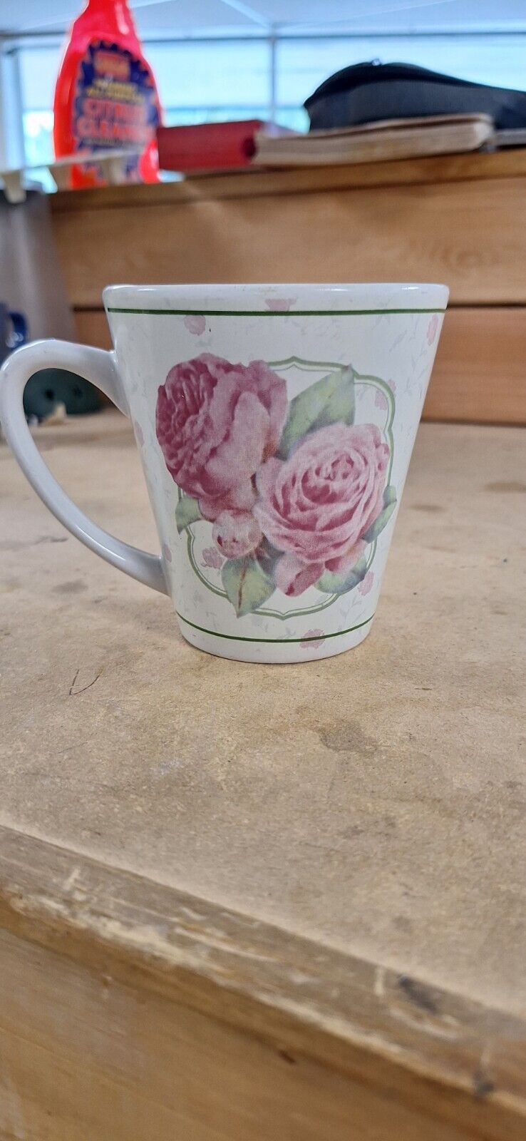  Vintage Retro Pink Floral  Coffee Mug Cups White Houston Harvest