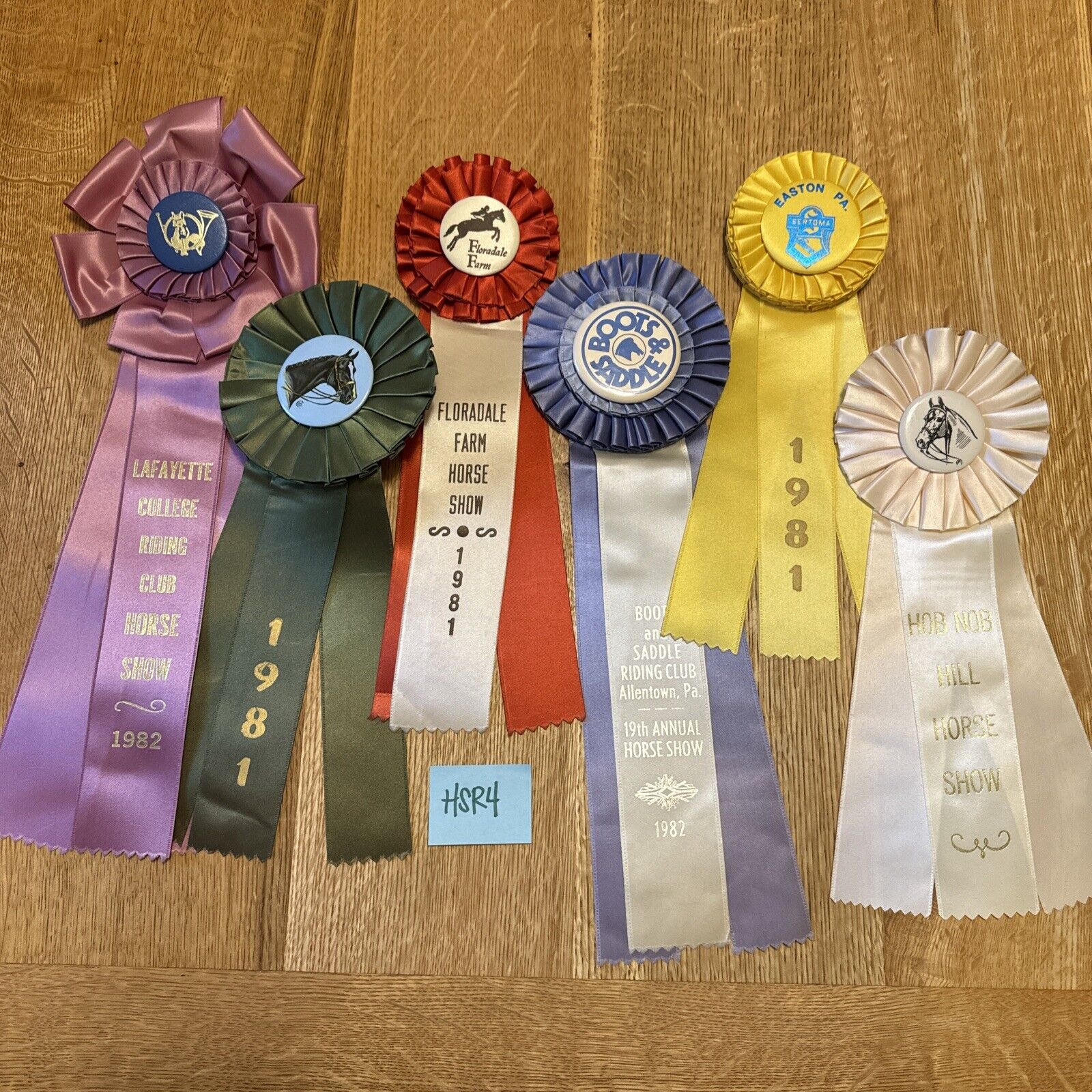 Equestrian Horse Show Ribbon Rosette Awards, Lot Of 6, Vintage
