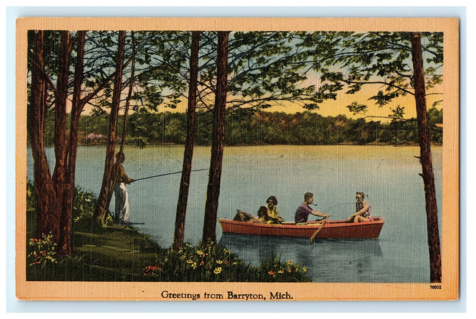 Greetings From Barryton Lake Scene MI Michigan Postcard (BJ17)