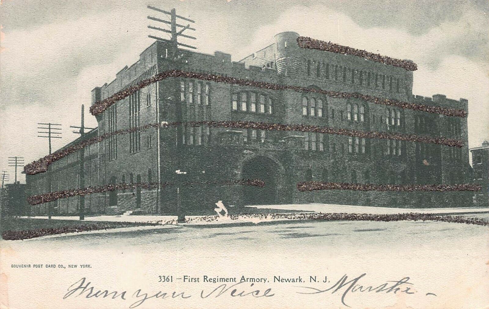 First Regiment Armory, Newark, New Jersey, very early postcard