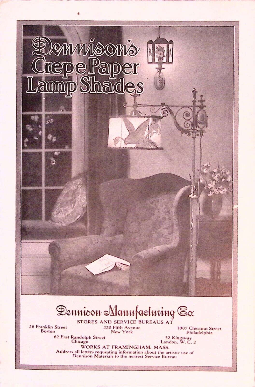 Dennison Manufacturing Co. Lamp Shades Crepe Paper NYC 5th Ave. Brochure