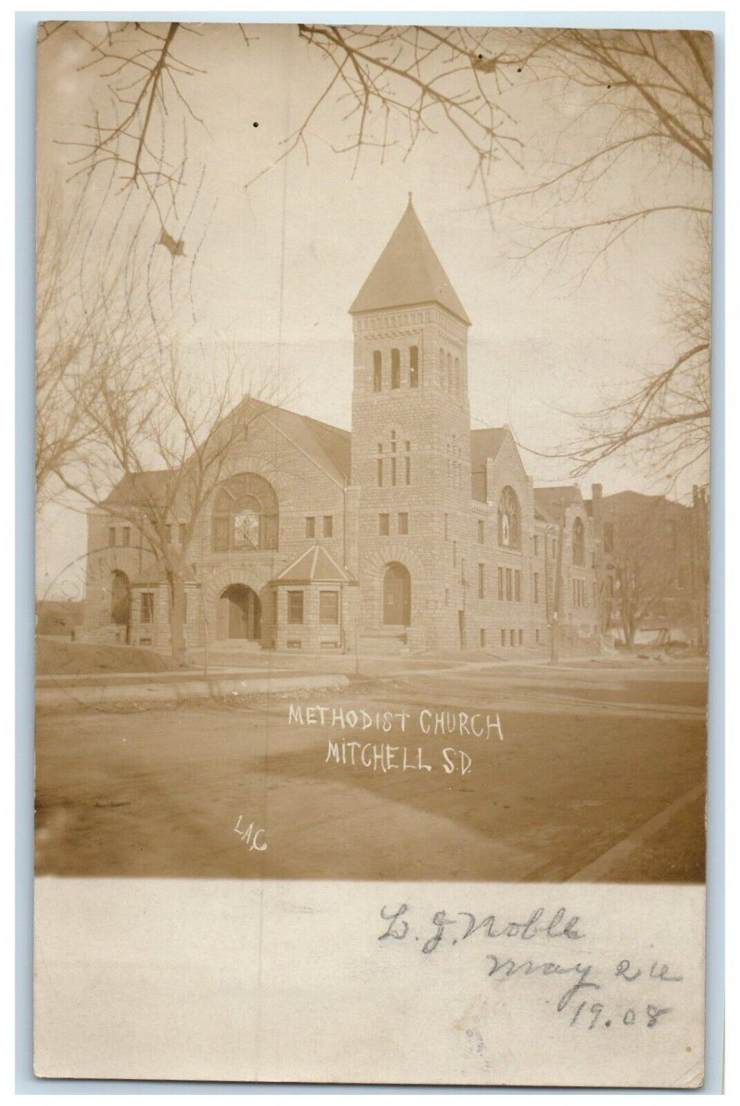 1908 Methodist Church Mitchell South Dakota SD RPPC Photo Antique Postcard