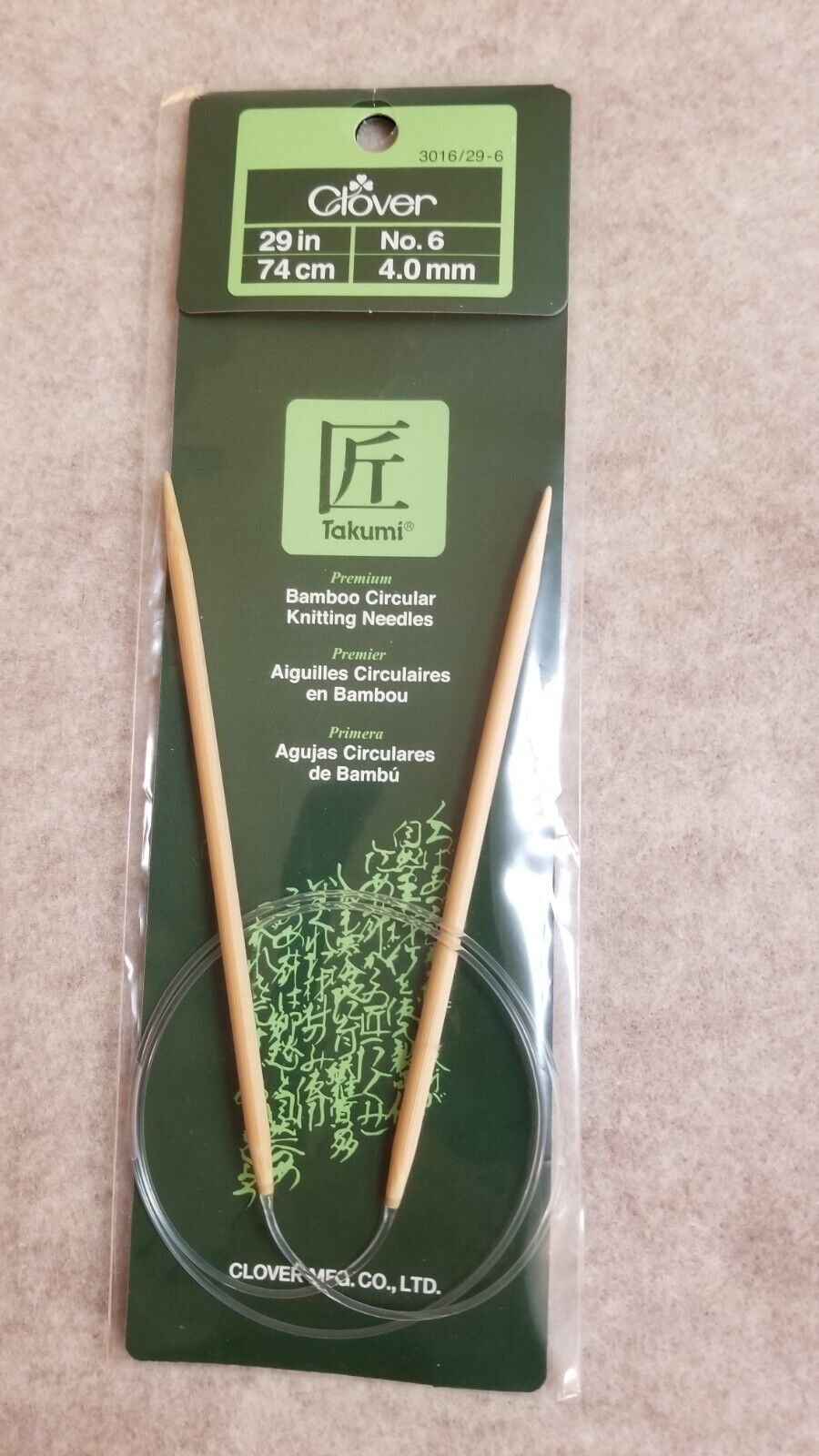 TAKUMI CLOVER Bamboo Circular Knitting Needles 74 cm 4.0 mm  US 6 29\