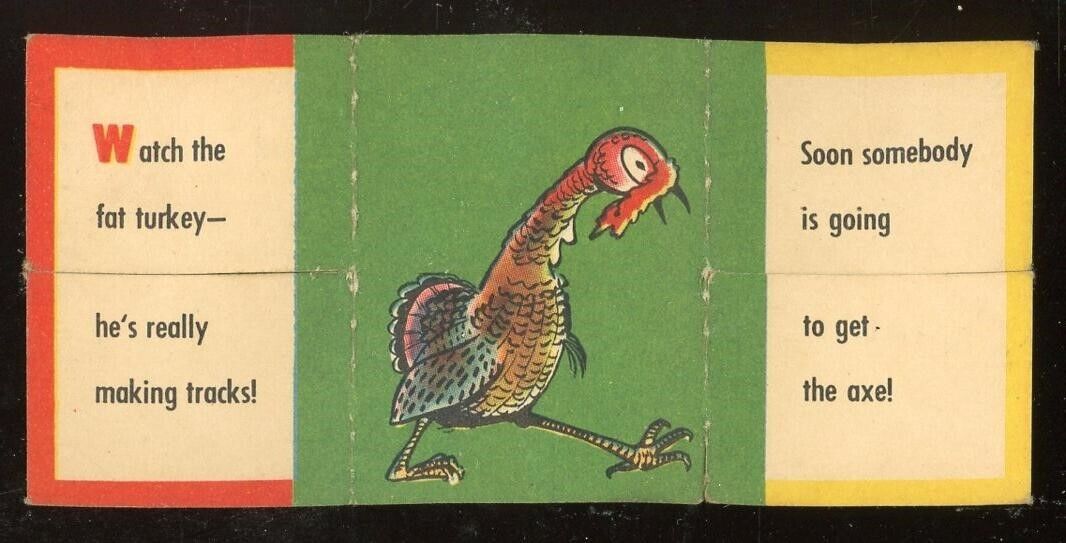 1949-55 Topps Funny Foldees #54 Turkey / Pilgrim / Indian VG