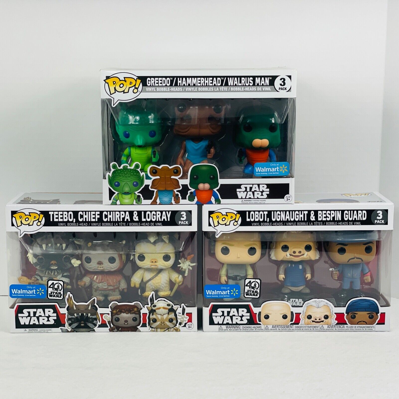 Funko Star Wars 3 Pack Lot Ewok Three Pack Bespin Walmart Exclusive NEW in Box