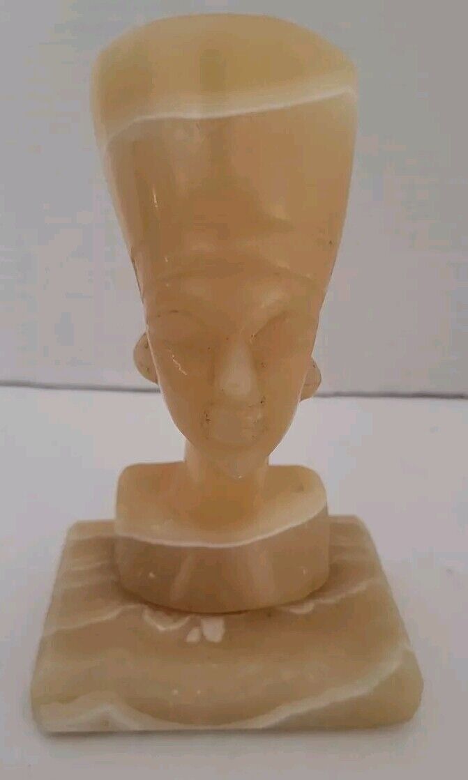 Vintage Marble Egyptian Pharaoh Queen Nefertiti Bust Sculpture Figurine 