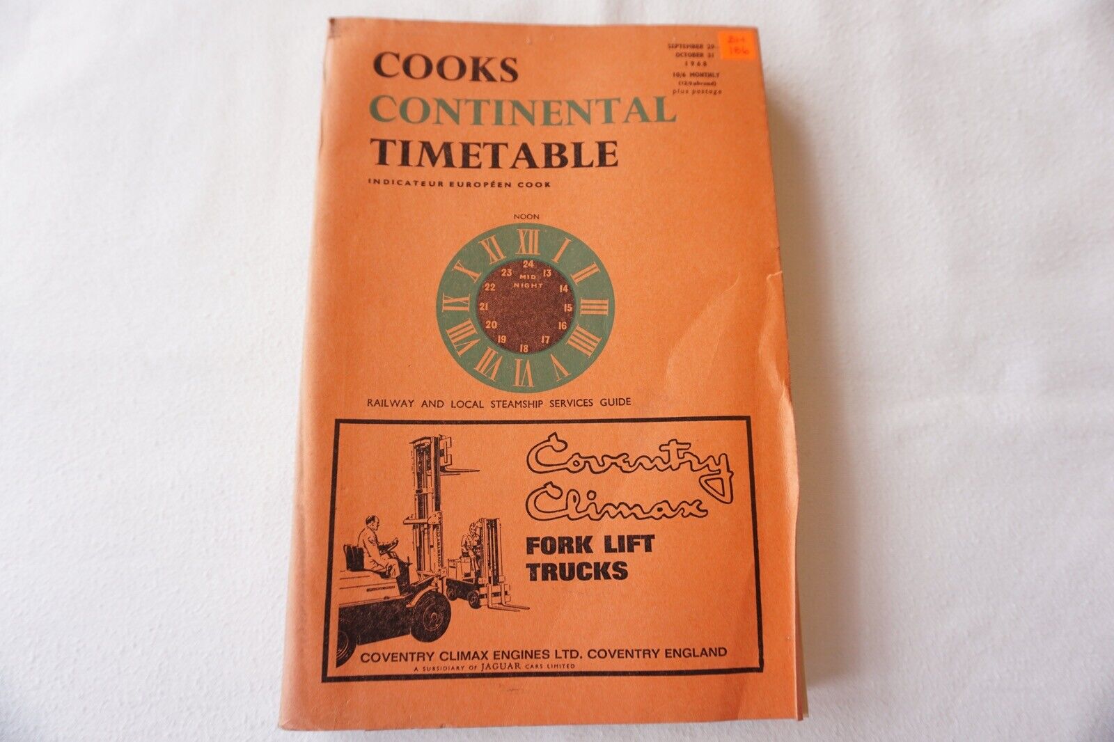 Sept 1968 Cooks Continental Timetable Railway Services Guide Thomas Cook