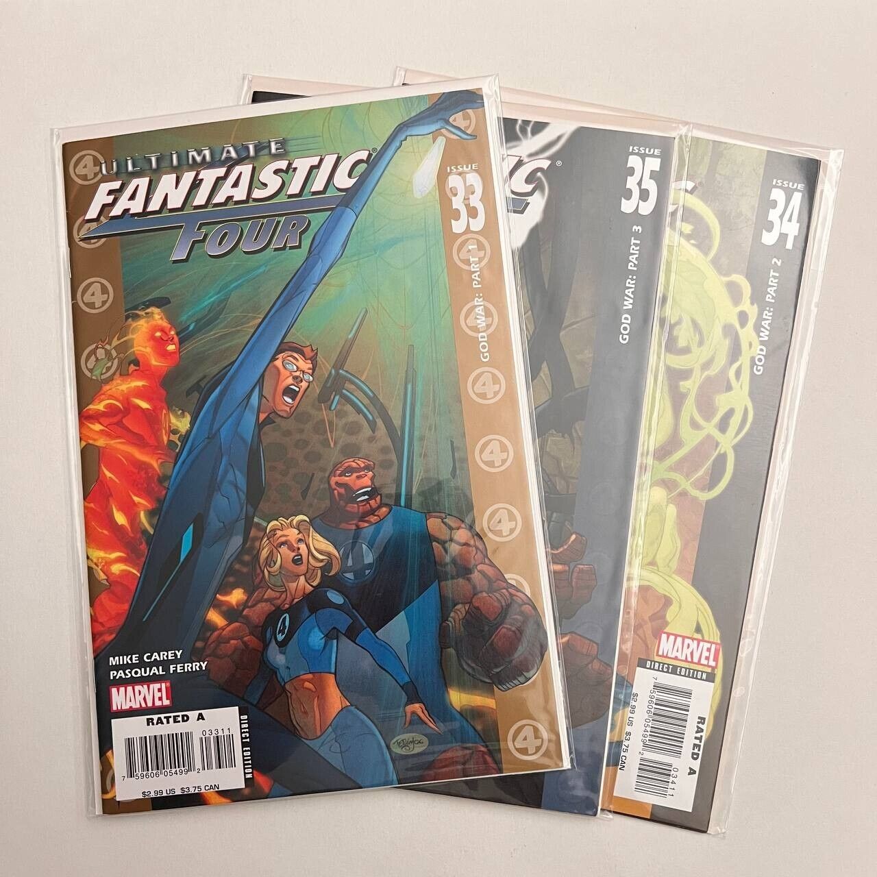 ULTIMATE FANTASTIC FOUR LOT - 3 ISSUES #33 to #35 - MARVEL COMIC  -Free Shipping